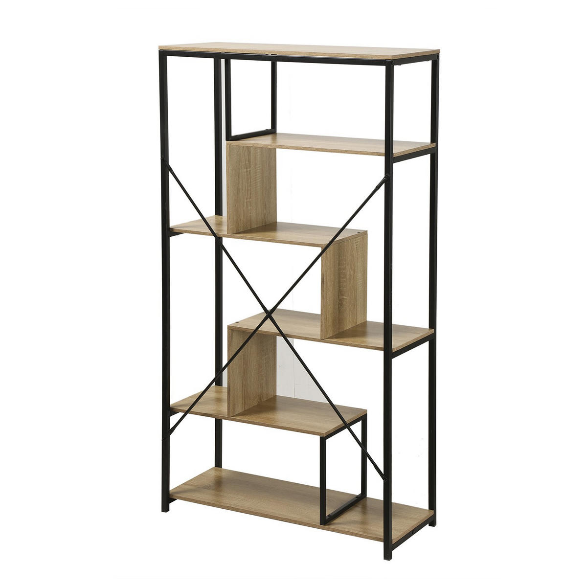 BÜCHERREGAL mit Regalen auf 6 Etagen H160 cm - Nussbaumfarben, Holzwerkstoff (34/160/84cm) - Calicosy