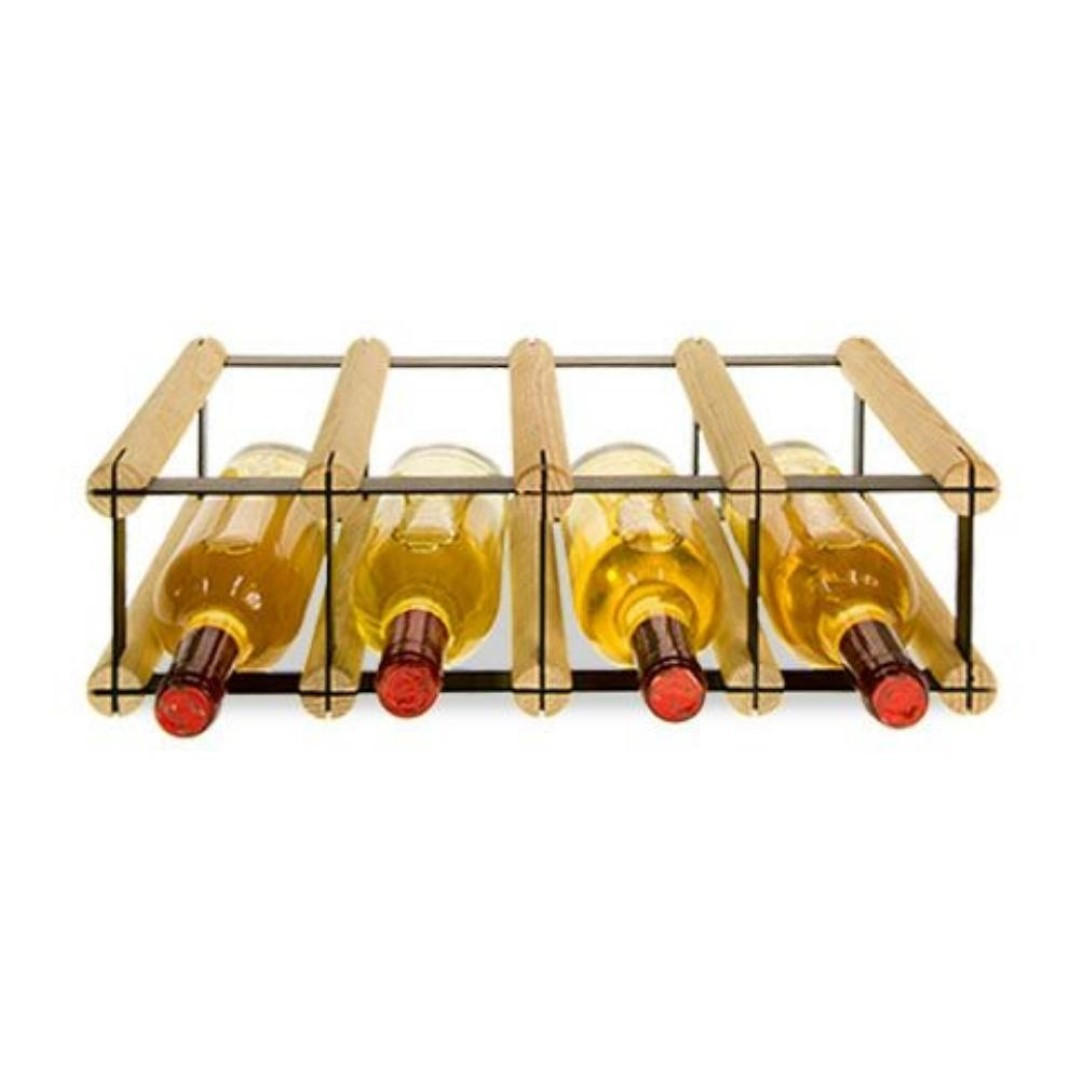 WEINREGAL Vinotega Mod Metal 12,5x42,5x24,5 cm 4x1 Flaschen Massives Kiefernholz Natur - Naturfarben, Holz (42.5/12.5/24.5cm) - PROREGAL