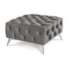 HOCKER Chesterfield Whitby Grau Samt mit silbernen Füßen - Silberfarben/Grau, Holz/Textil (80/45/80cm) - S-Style Möbel