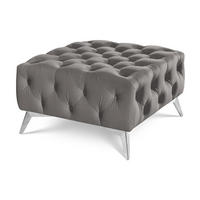 HOCKER Chesterfield Whitby Grau Samt mit silbernen Füßen - Silberfarben/Grau, Holz/Textil (80/45/80cm) - S-Style Möbel