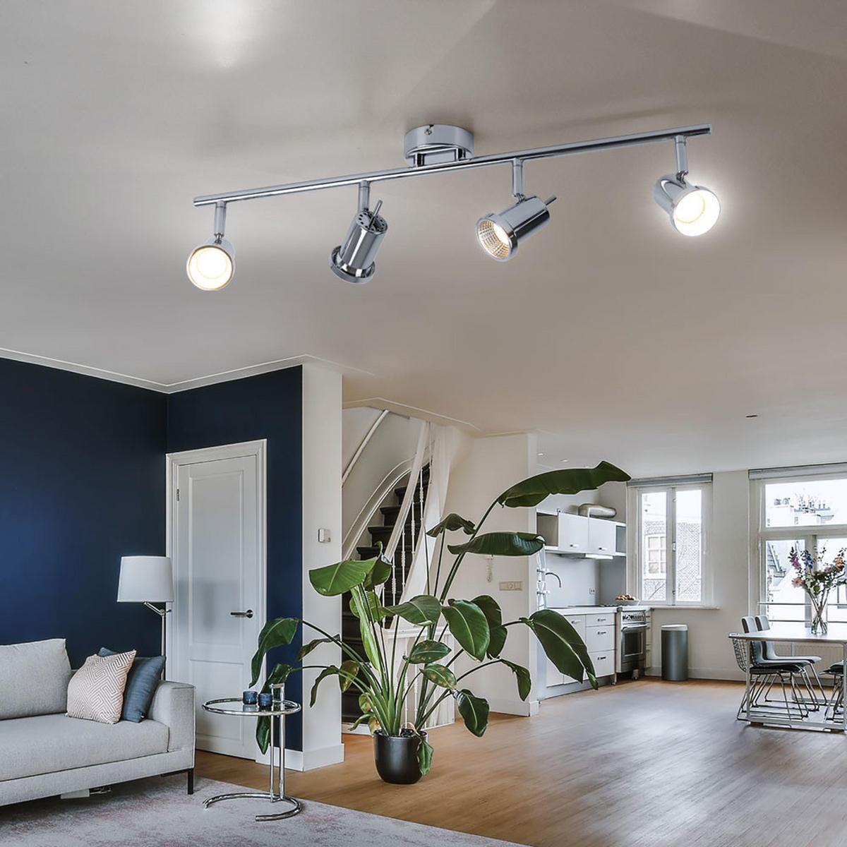 LED DECKENLEUCHTE Chrom silber verstellbar - Silberfarben, Metall (63/8/14cm)