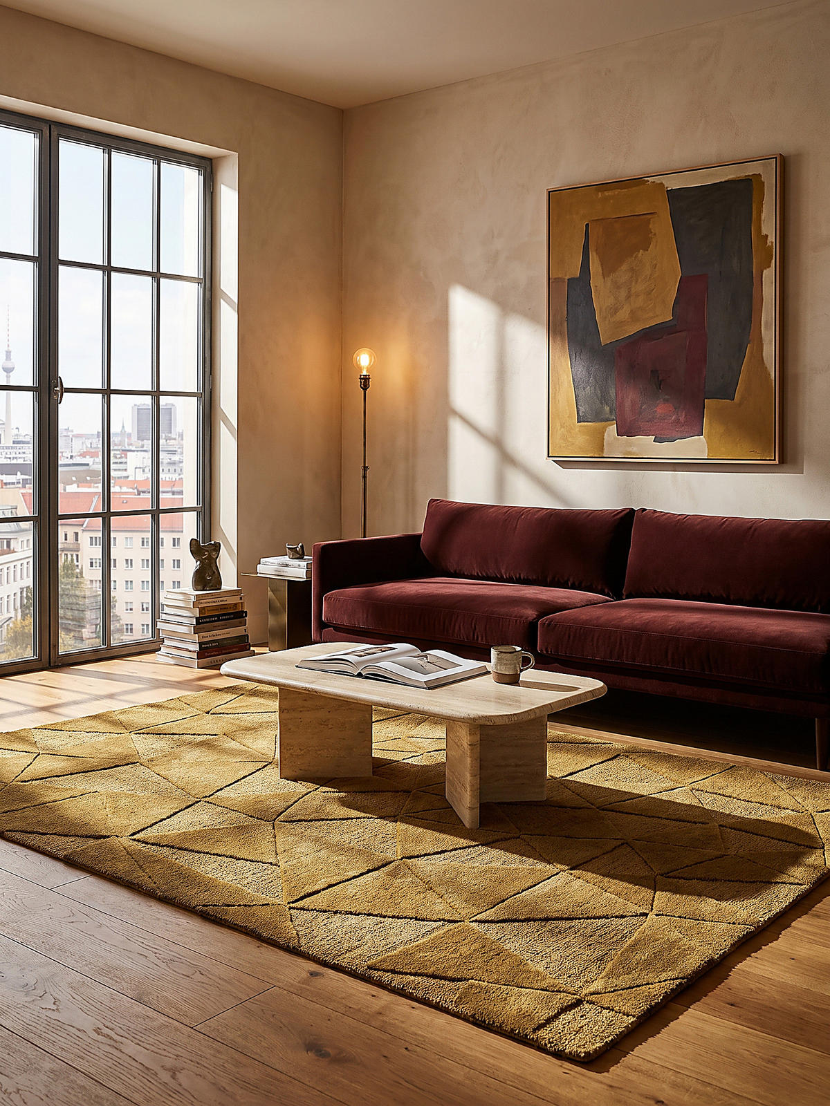 TEPPICH aus Wolle, handgetuftet, DEBEN, in Ocker, Splitterformen, 120 x 170 cm - Gelb, Textil (120/170cm) - KADIMA DESIGN