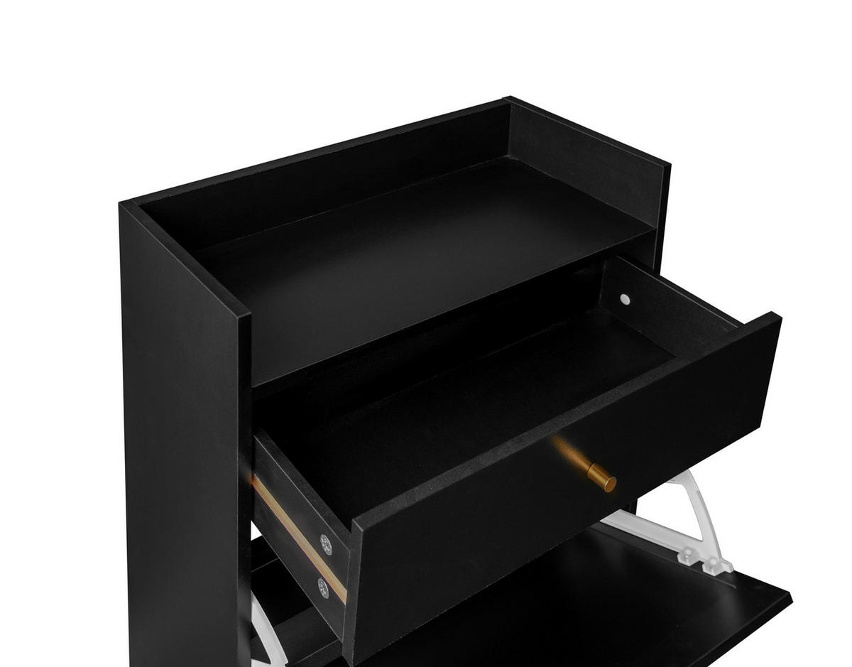 SCHUHSCHRANK Schwarz 60/24/110 cm - Schwarz, Holzwerkstoff (60/110/24cm) - PANGIVO