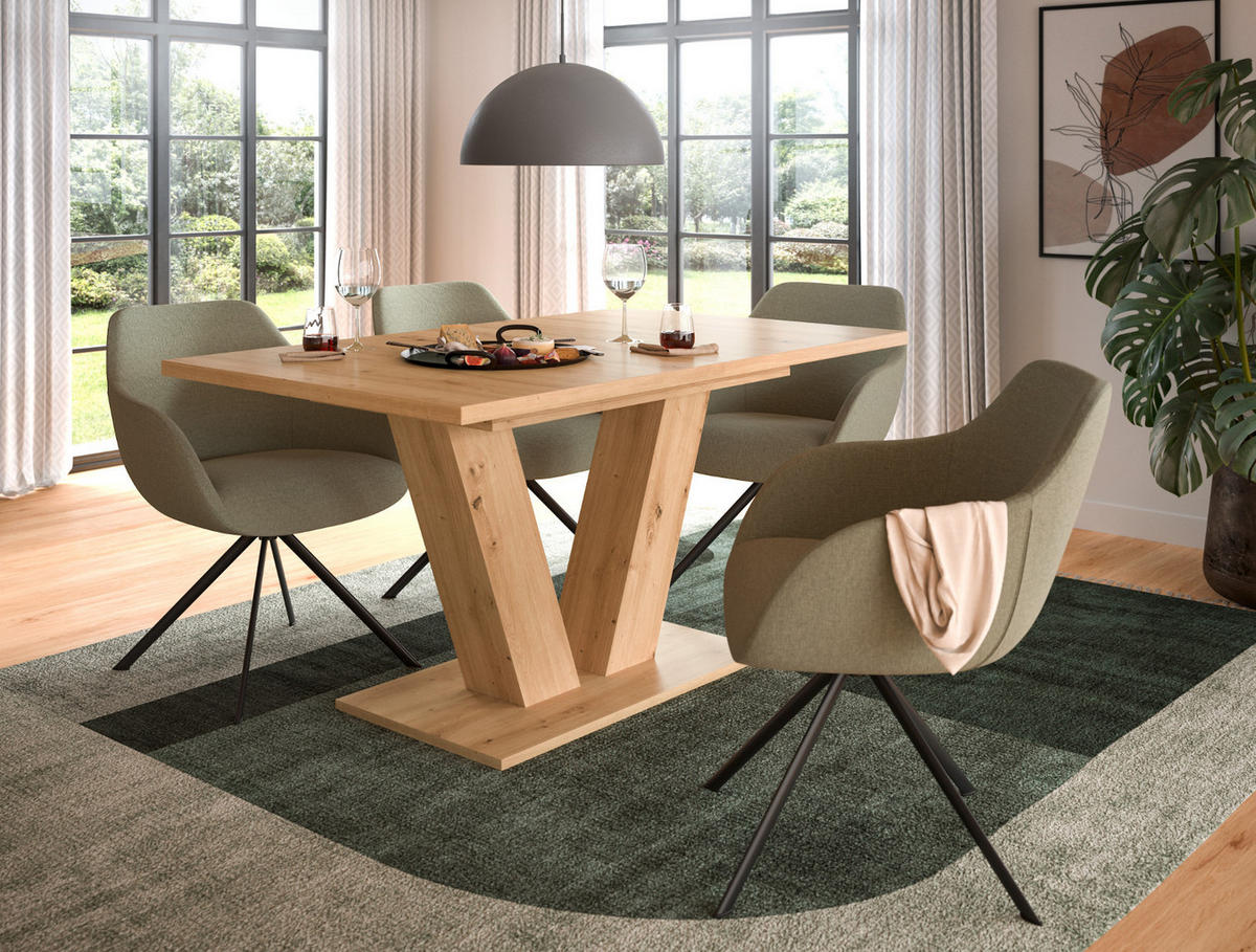 ESSTISCH Eiche Artisan, Küchentisch ausziehbar 150 - 190 cm - Eiche Artisan, Holzwerkstoff/Metall (150/90/76cm) - Inn.Furn