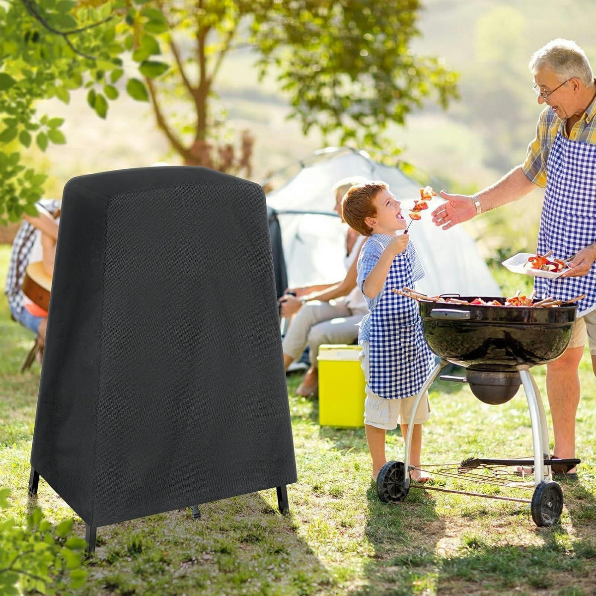 ABDECKUNG für Pizzaofen mit Ständer Schwarz - Schwarz, Kunststoff (66/127/83cm)