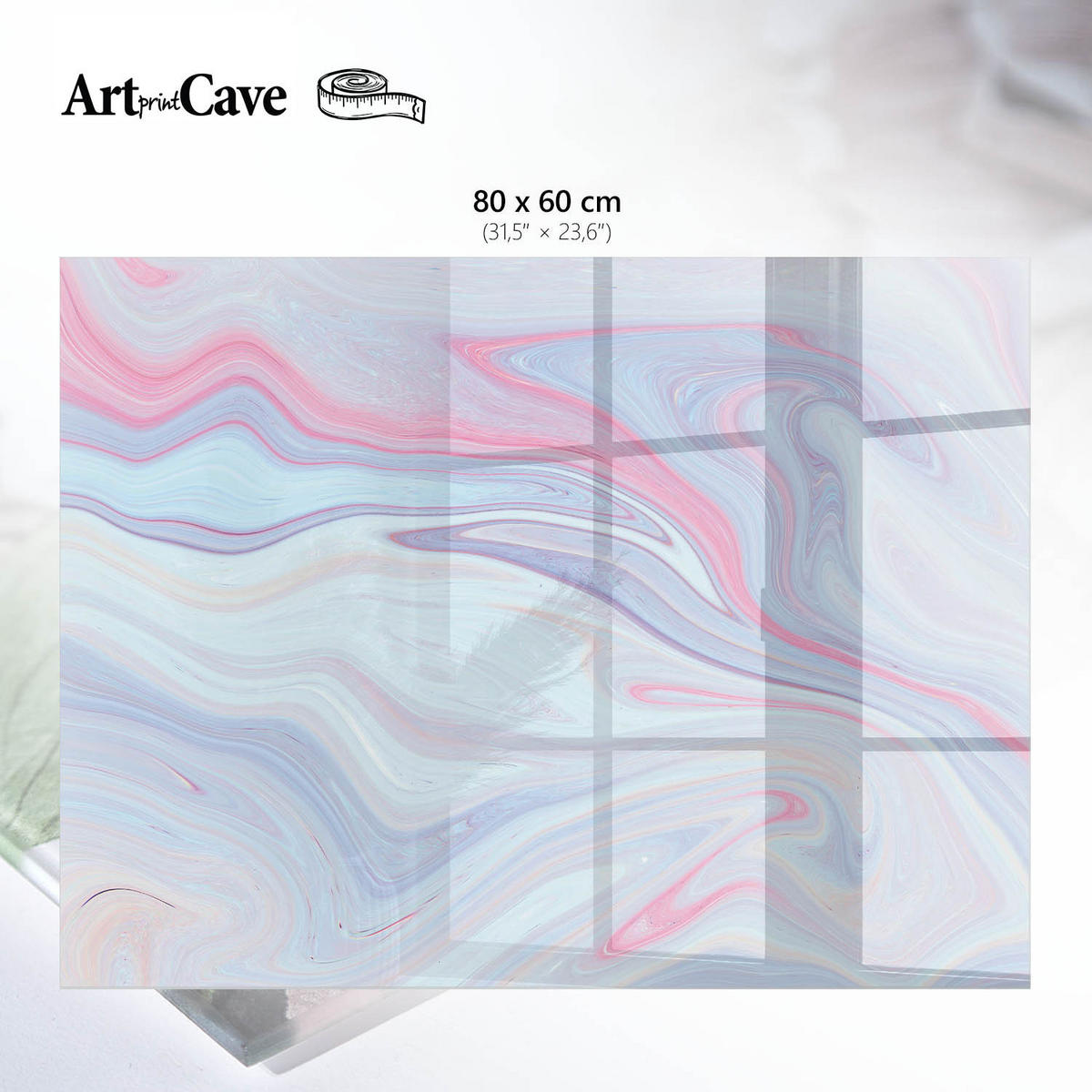 GLASPLATTE 80x60 cm – Pastellwellen - Schwarz, Glas (0.4/80/60cm) - ArtPrintCave