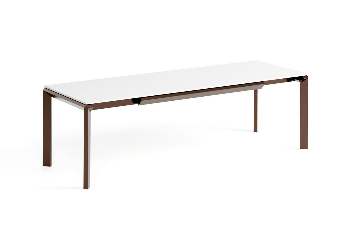 ESSTISCH FADO - Weiß/Braun, Holzwerkstoff (90/160/76cm) - Meblini
