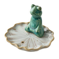 RÄUCHERSTÄBCHENHALTER Frosch 1-tlg Grün/Weiß 10x9x7 cm Keramik - Weiß/Grün, Keramik (8/9.5/10.5cm) - Mondex