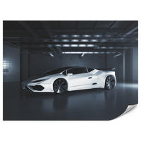 FOTOTAPETE für Jugendzimmer Weißes Sportwagen Untergrundgarage Modern 150x105 - Schwarz/Weiß, Papier (150/105cm) - Muralo