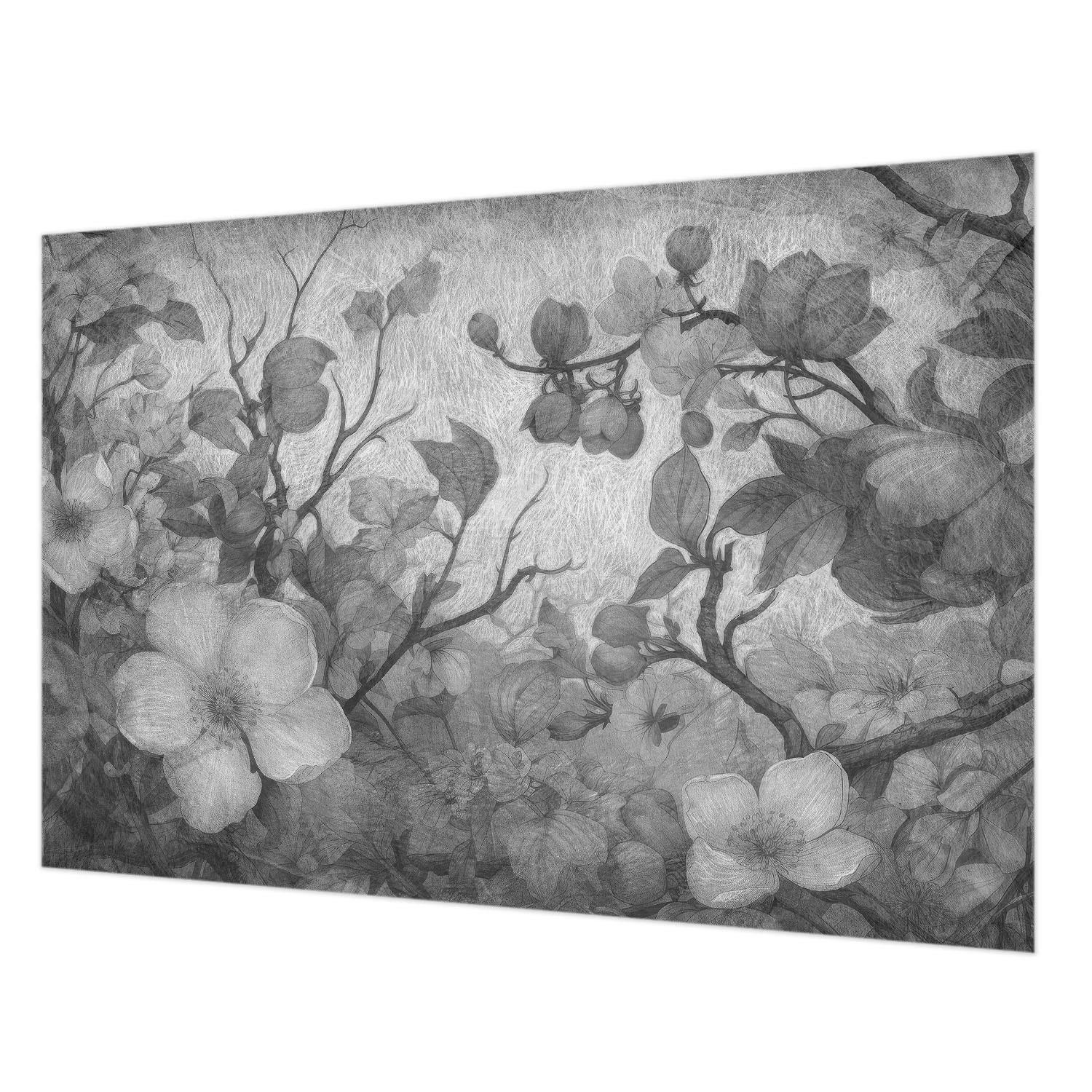 FOTOTAPETE 152x104 cm - Blütenzweig - Schwarz, Textil (152/104cm) - Wallfluent