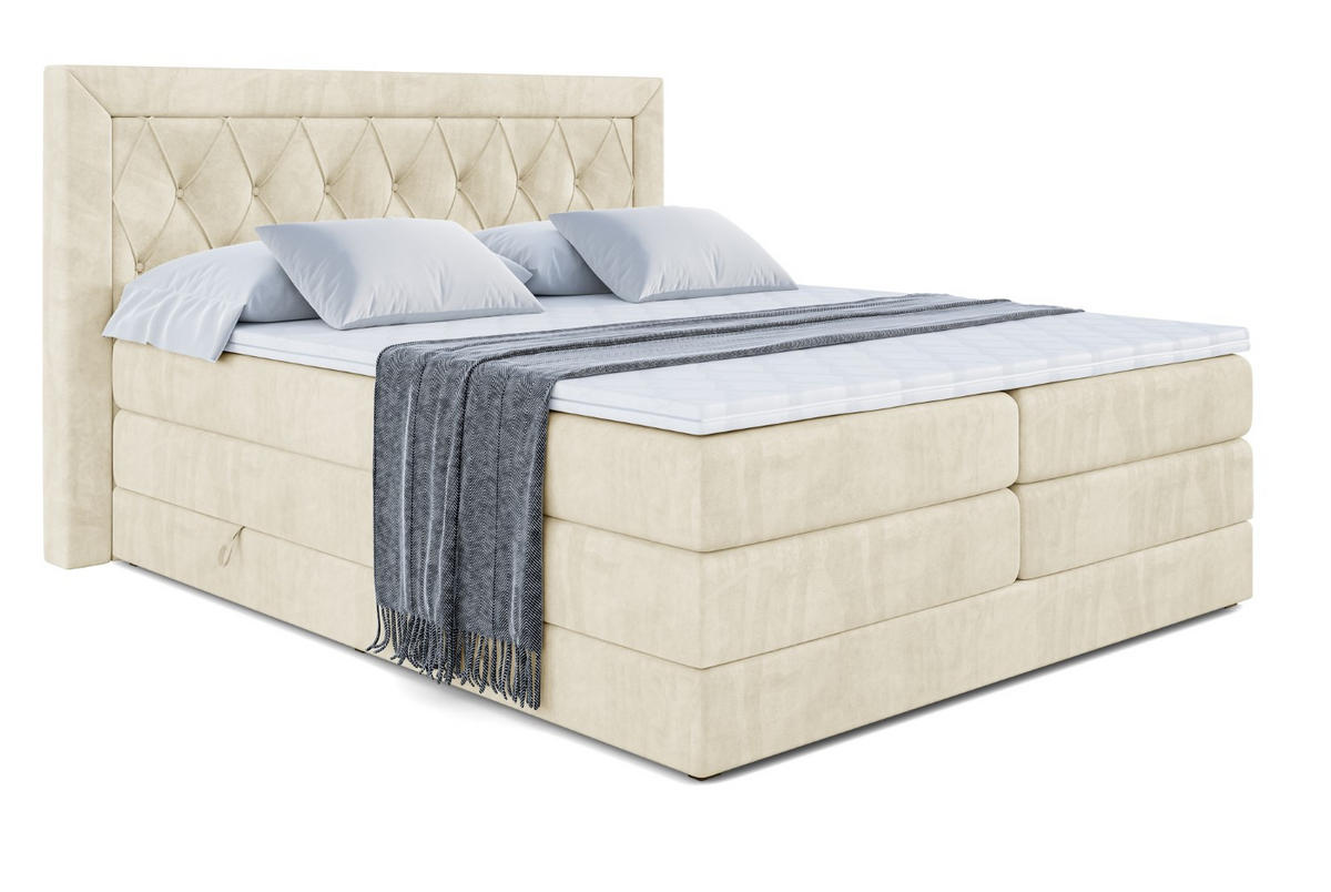BOXSPRINGBETT NOEL KING - 140 x 200 - H3/H4 - Beige - Beige, Holzwerkstoff (140/200cm) - ALTDECOR