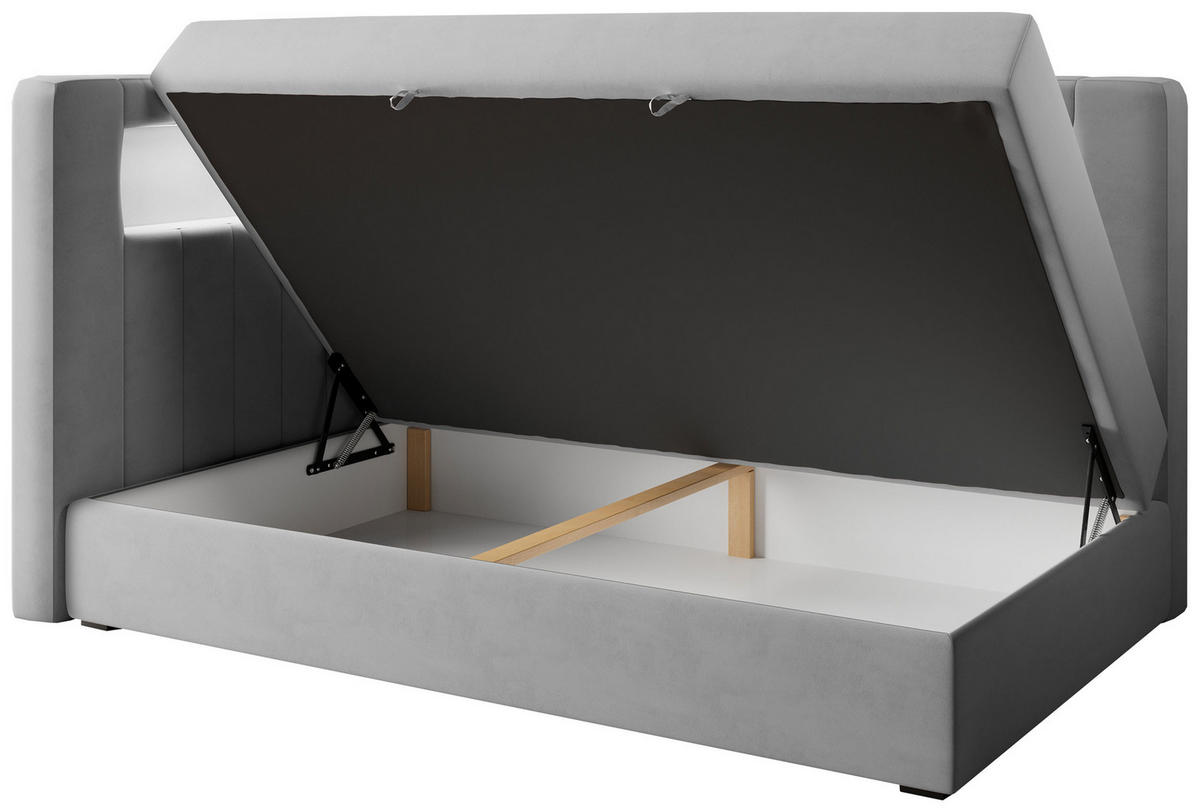 BOXSPRINGBETT JUNIOR GOLD 3 90/200 Grau/Weiß - linke Seite - Weiß/Grau, Holz/Textil (90/200cm) - MKS