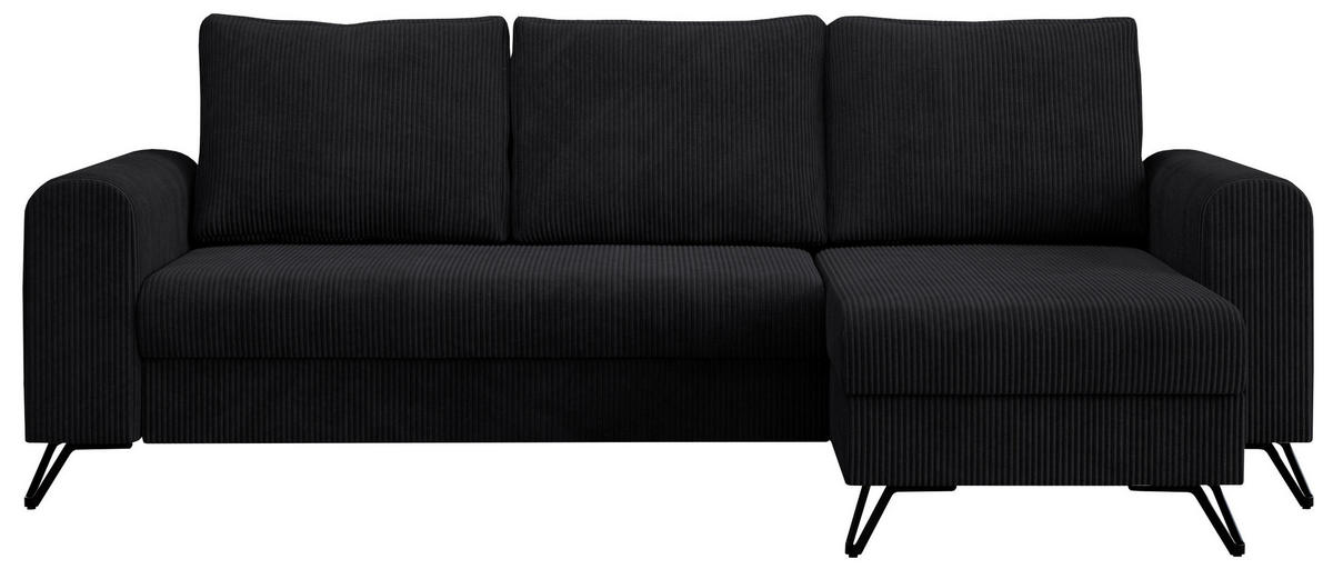 ECKSOFA Hugo Cord Schwarz - Schwarz, Textil/Metall (242/140cm) - MKS