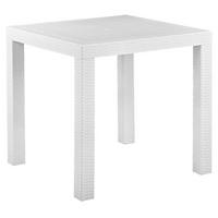 GARTENTISCH Rattanoptik weiß 80/80 cm Fossano - Weiß, Kunststoff (80/80/76cm) - Beliani