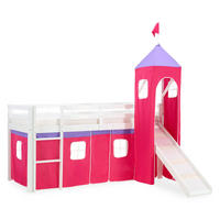 HOCHBETT mit Rutsche Turm 90/200 cm Pink - Pink/Weiß, Holz - Homestyle4u