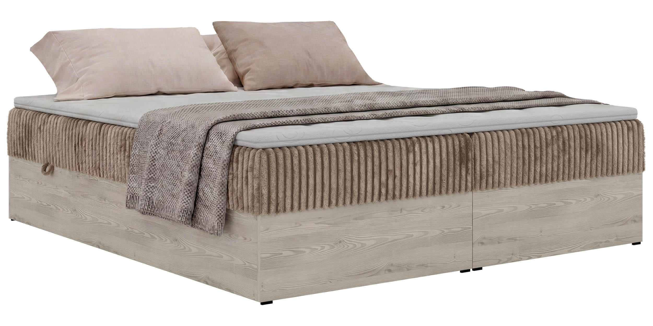 BOXSPRINGOVÁ POSTEĽ NORDIC ZERO 180/200 - Hnedá Manšester - Topper T25 - H3 (stredne tvrdý) - hnedá/čierna, textil/plast (180/200cm) - MKS