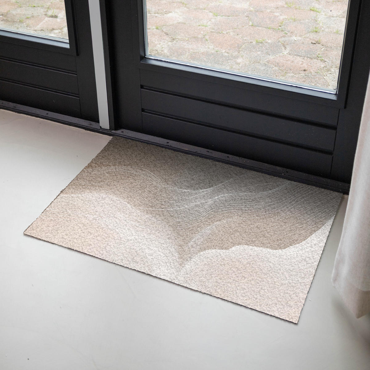 OTIRAČ ZA VRATA Valovi 90x60 cm - bež, plastika (90/0.4cm) - MuchoWow