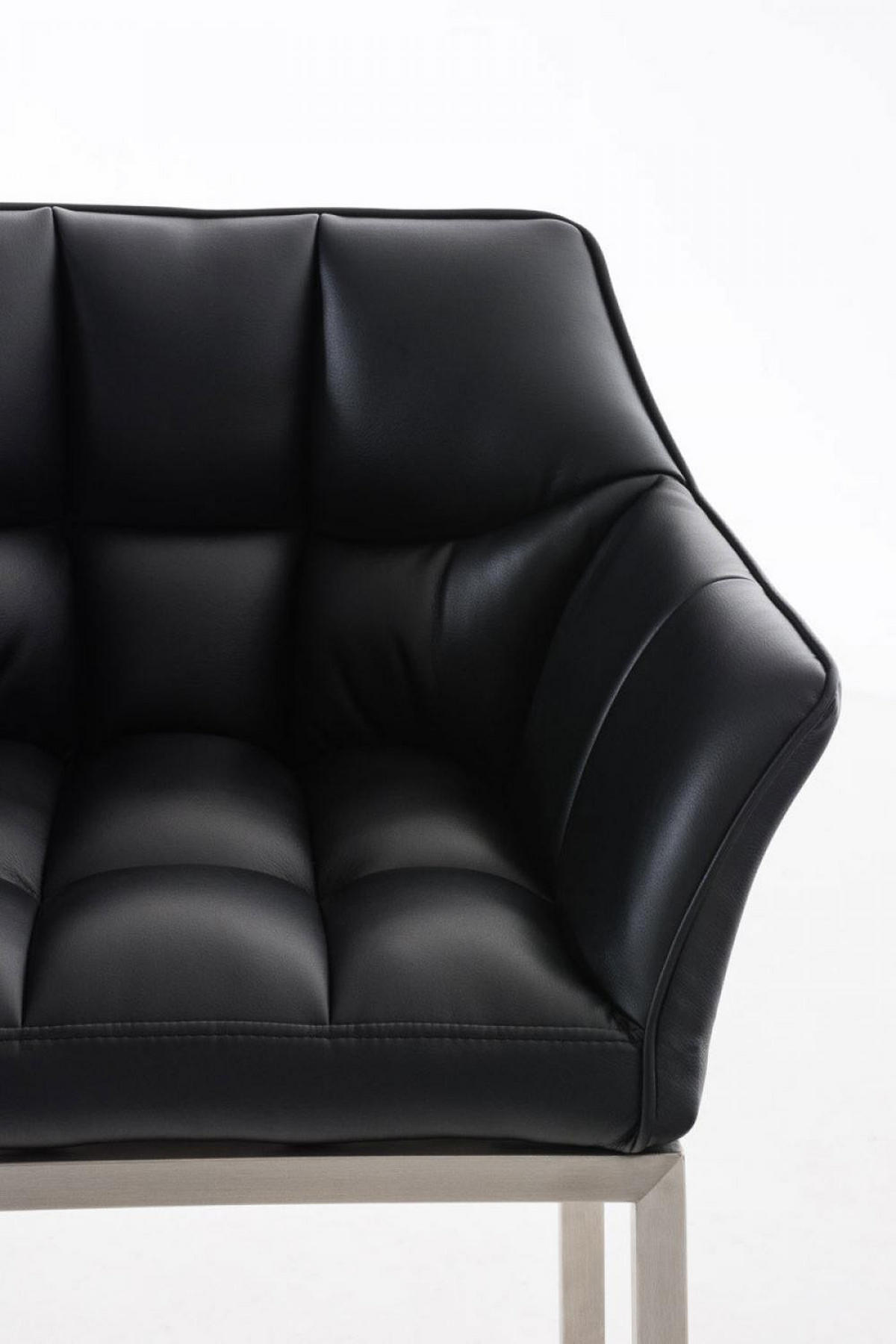 BARHOCKER Lederlook schwarz - Edelstahlfarben/Schwarz, Textil/Metall (64/110/48cm) - CLP