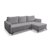 ECKSOFA Lucky in L-Form mit Schlaffunktion und Bettkasten, Farbe: Grau, Strukturstoff, Ottomane Links oder Rechts - Grau, Textil (275/160cm) - VENASI MÖBEL