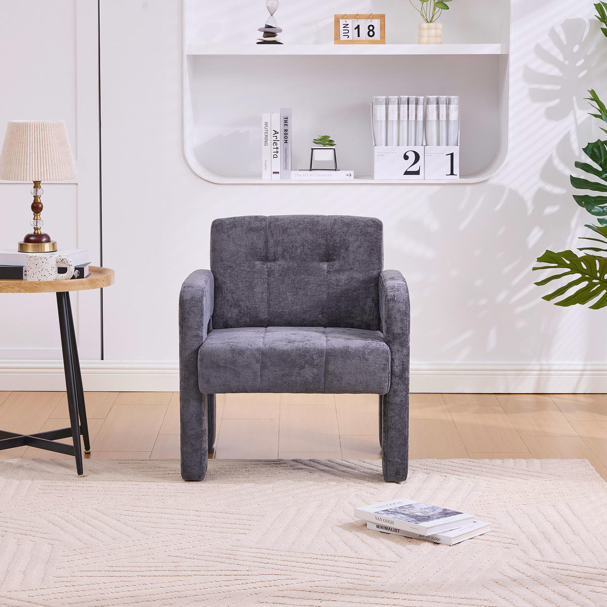 POLSTERSESSEL Chenille 67x69x74 cm Polstersessel Belastbar,Grau - Schwarz, Textil/Metall (67/74/69cm) - PARAFTA HOME