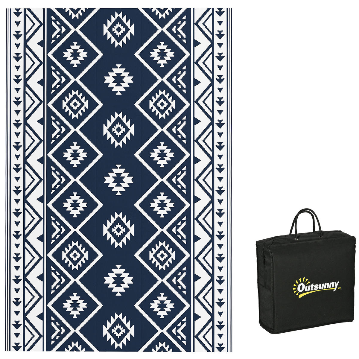 OUTDOORTEPPICH, Kunststoff, Blau+Weiß - Blau/Weiß, Kunststoff (274/182cm) - Outsunny