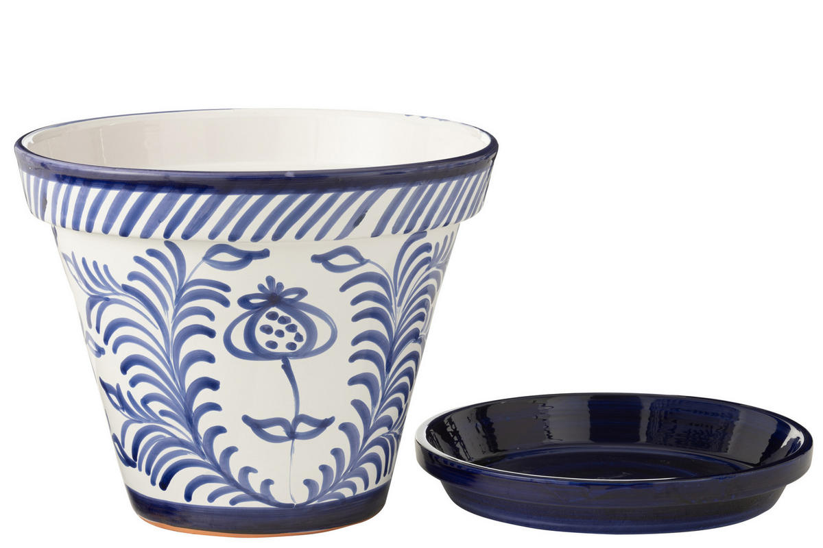 BLUMENTOPF GRANADA PATTERN - Töpferei - Blau - XL - Ø 50 cm - Multicolor, Keramik (50/40cm) - J-Line