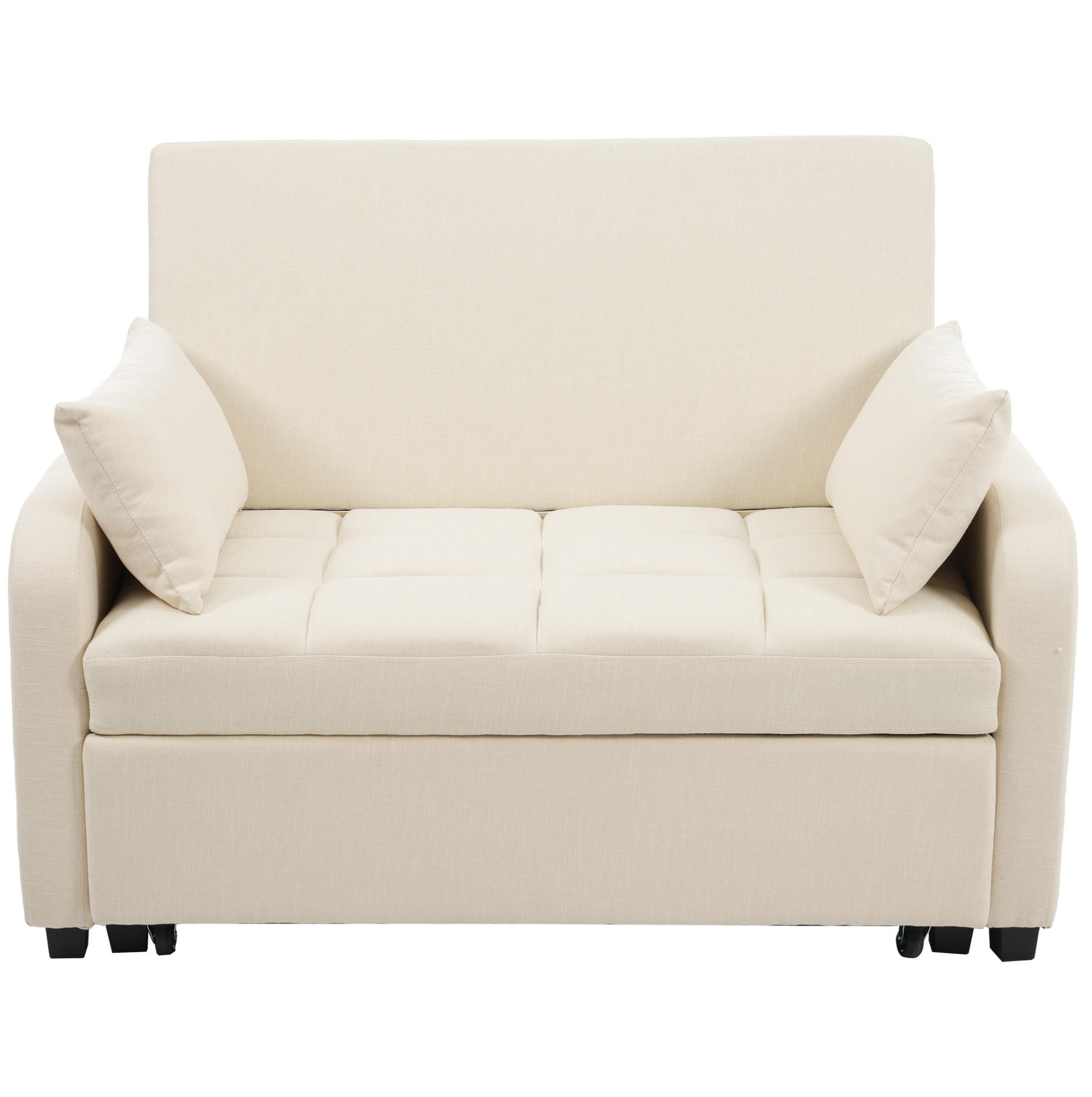 SCHLAFSOFA aus Baumwolle, Leinen und Schaumstoff 127x75x94 cm Beige mit Schlaffunktion und verstellbarer Rückenlehne - Beige, Kunststoff (75/94/127cm) - Modfu