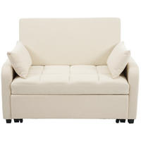 SCHLAFSOFA aus Baumwolle, Leinen und Schaumstoff 127x75x94 cm Beige mit Schlaffunktion und verstellbarer Rückenlehne - Beige, Kunststoff (75/94/127cm) - Modfu