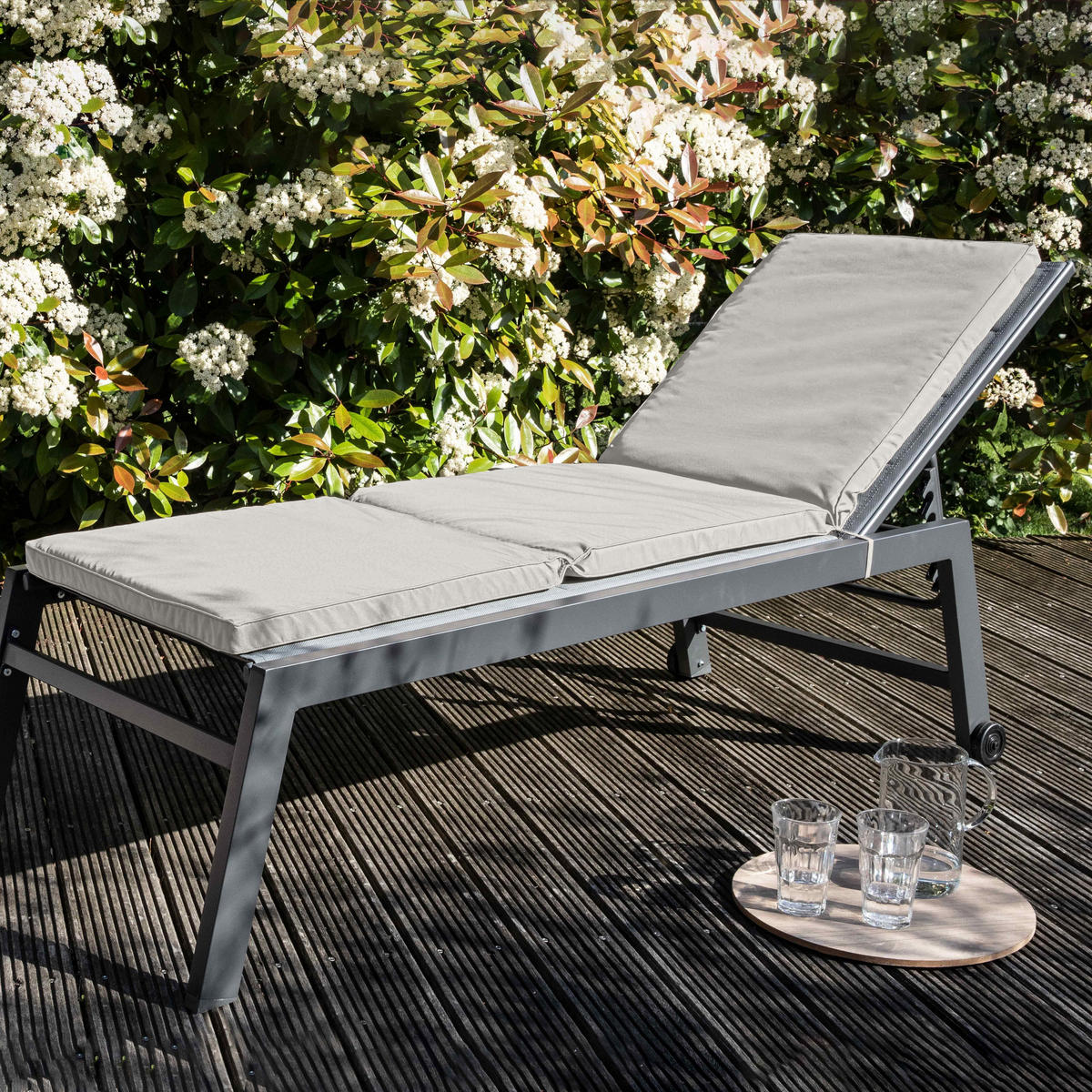 SONNENLIEGENKISSEN 2-tlg., Beige - Beige, Textil (53/5/186cm) - Oviala