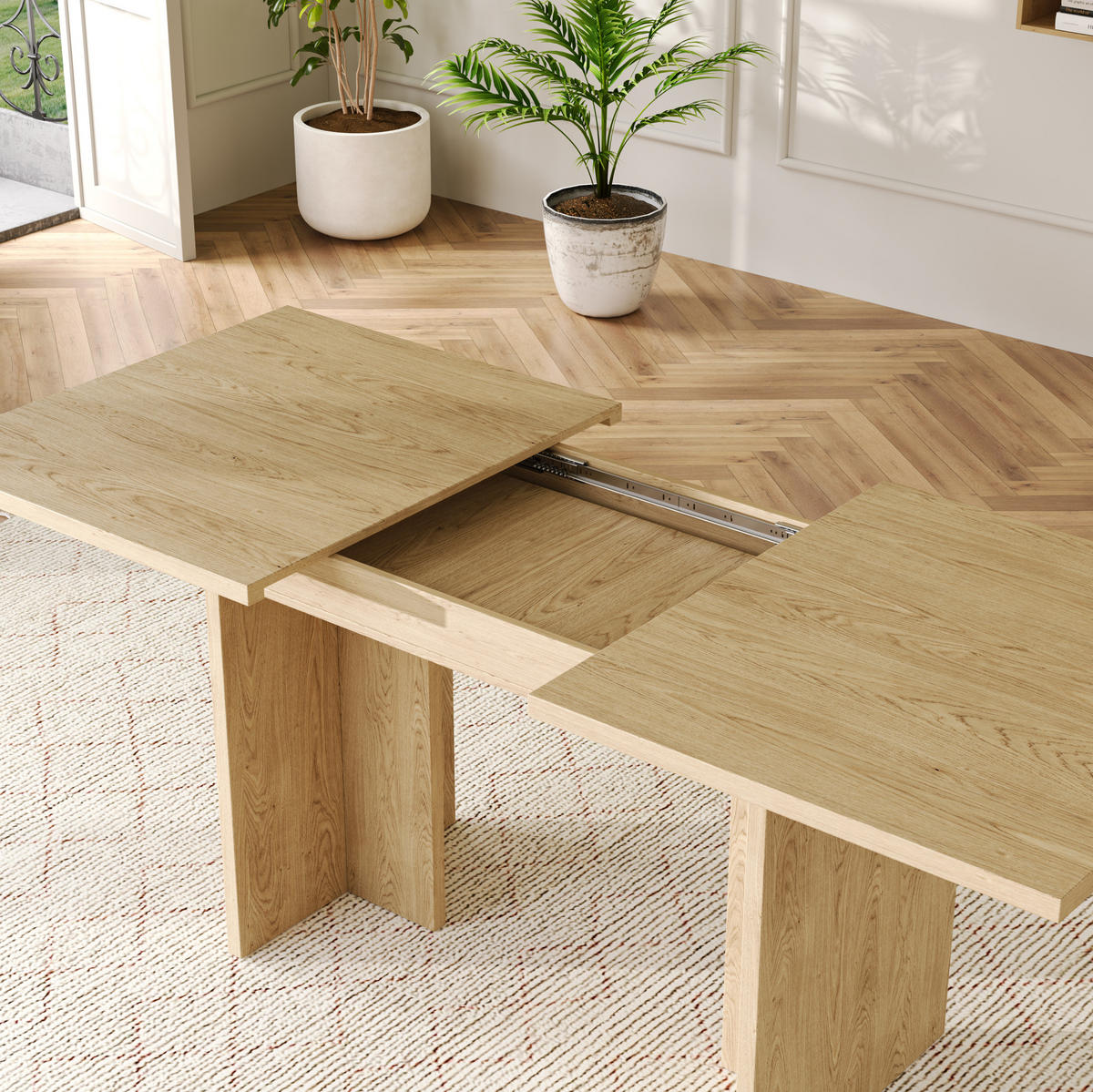 JEDÁLENSKÝ stôl, 140/180/80 cm dub, rozkladací pre 6–8 osôb - farba duba, kompozitné drevo (180/80/75cm) - BEAOK