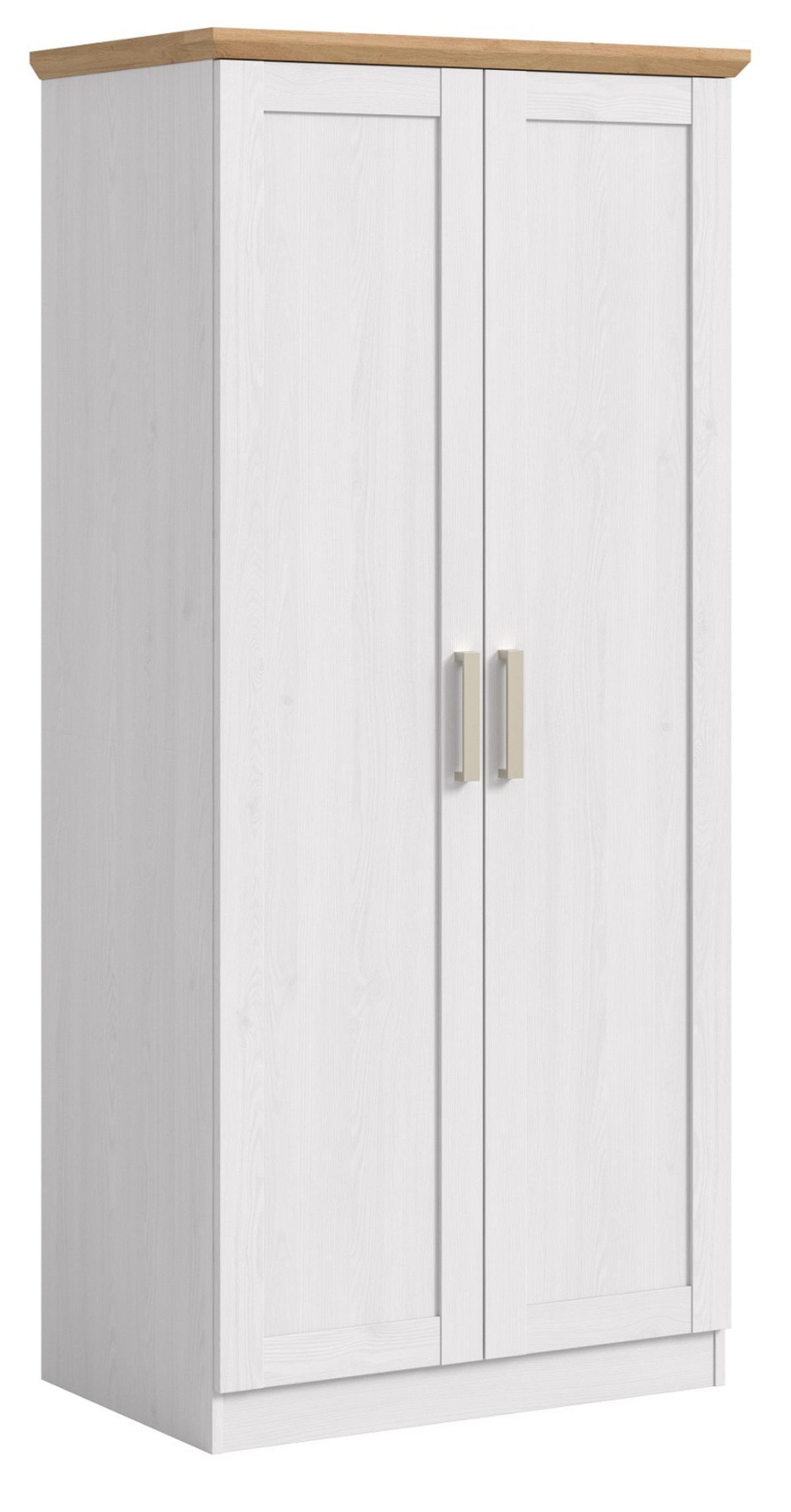 KLEIDERSCHRANK weiß Lärche, Eiche Artisan 2-türig 84 cm, Drehtürenschrank im Landhaus-Stil - Beige/Lärchefarben, Holzwerkstoff/Kunststoff (84/185/54cm) - Inn.Furn