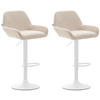 BARHOCKER 2er Set DUBLIN - Creme, Stoff, Weiß | Barhocker mit Lehne - Creme, Textil/Metall (51/89/52cm) - DELUKE