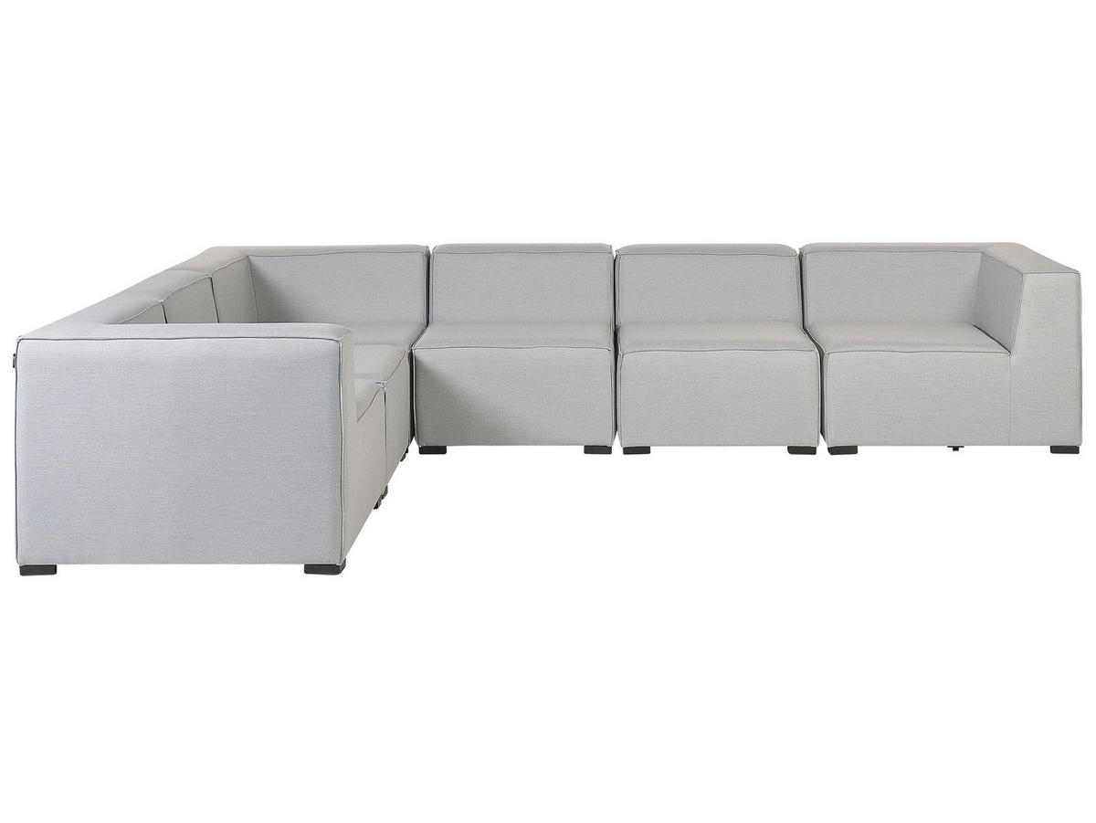 LOUNGE SET 7-Sitzer hellgrau linksseitig modular Arezzo - Hellgrau, Textil - Beliani