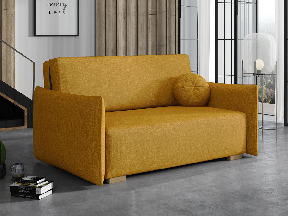 SCHLAFSOFA Viva Glov III - Gelb/Naturfarben, Holz/Textil (157/85/98cm) - MIRJAN24