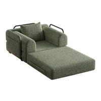 SCHLAFSOFA in Grün – 2-in-1 mit Armlehnenfach und Chenillebezug - Grün, Textil (94/49.5/181.6cm) - BEAOK