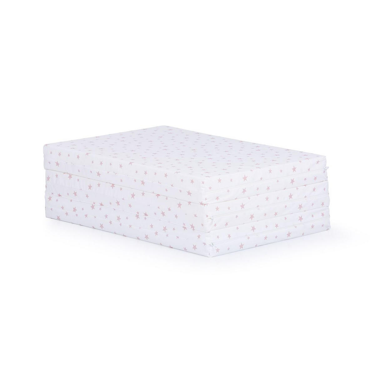 KLAPPMATRATZE Stars 120 x 60 x 6 cm weiß Sterne faltbar, Bezug waschbar, Größe 120 x 60 x 6 cm - Weiß, Textil - Chipolino