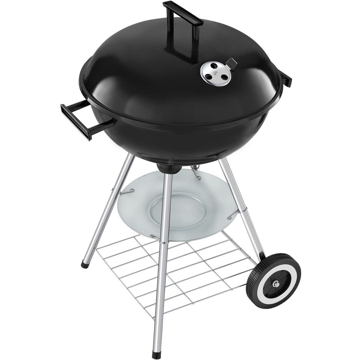 KUGELGRILL , Ø Rost 41,5 cm, schwarz/silber - Silberfarben/Schwarz, Metall (41.5/75cm) - tectake