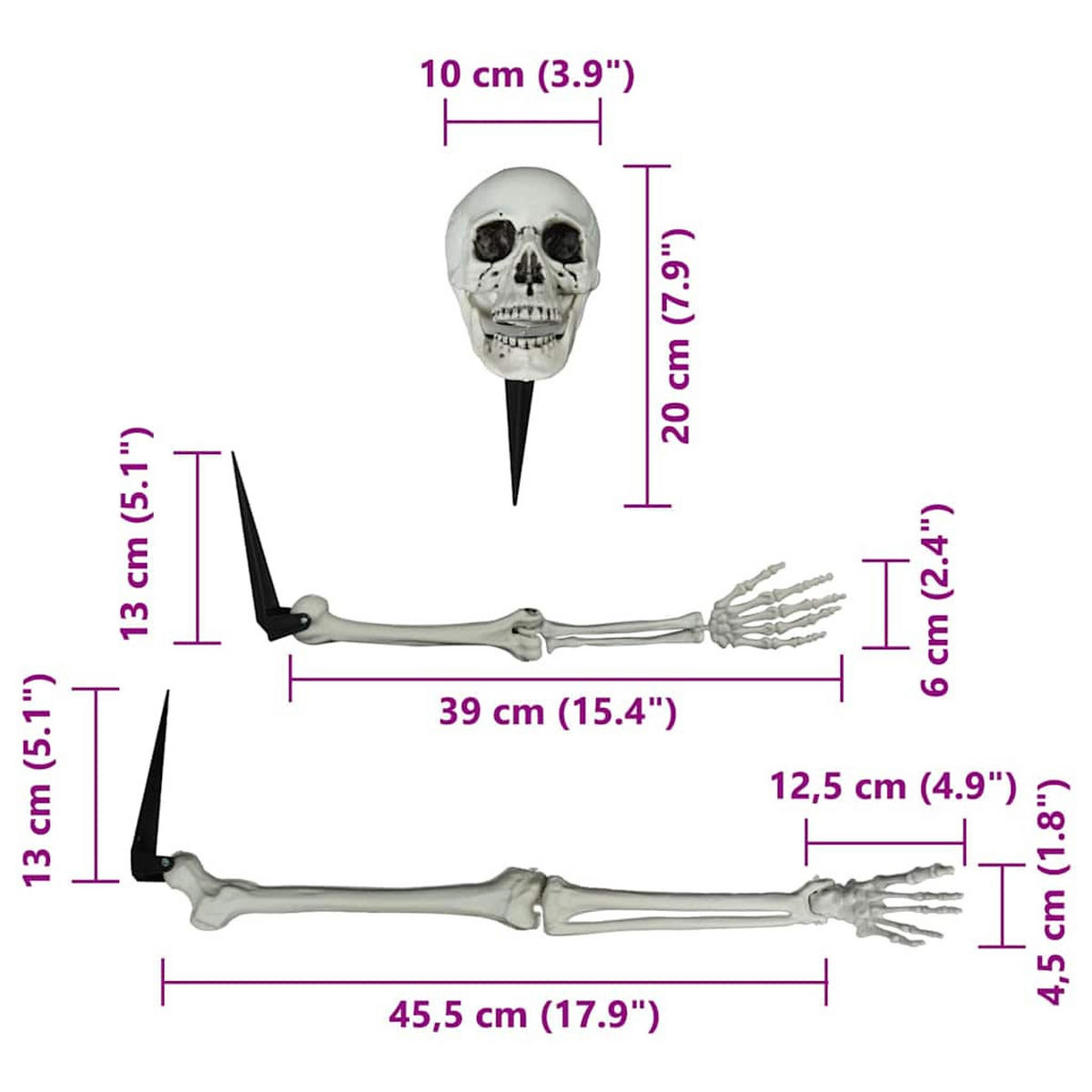 HALLOWEEN-DEKO 45.5/13 Cm Weiss Polypropylen - Weiß, Kunststoff (13/10/45.5cm) - vidaXL