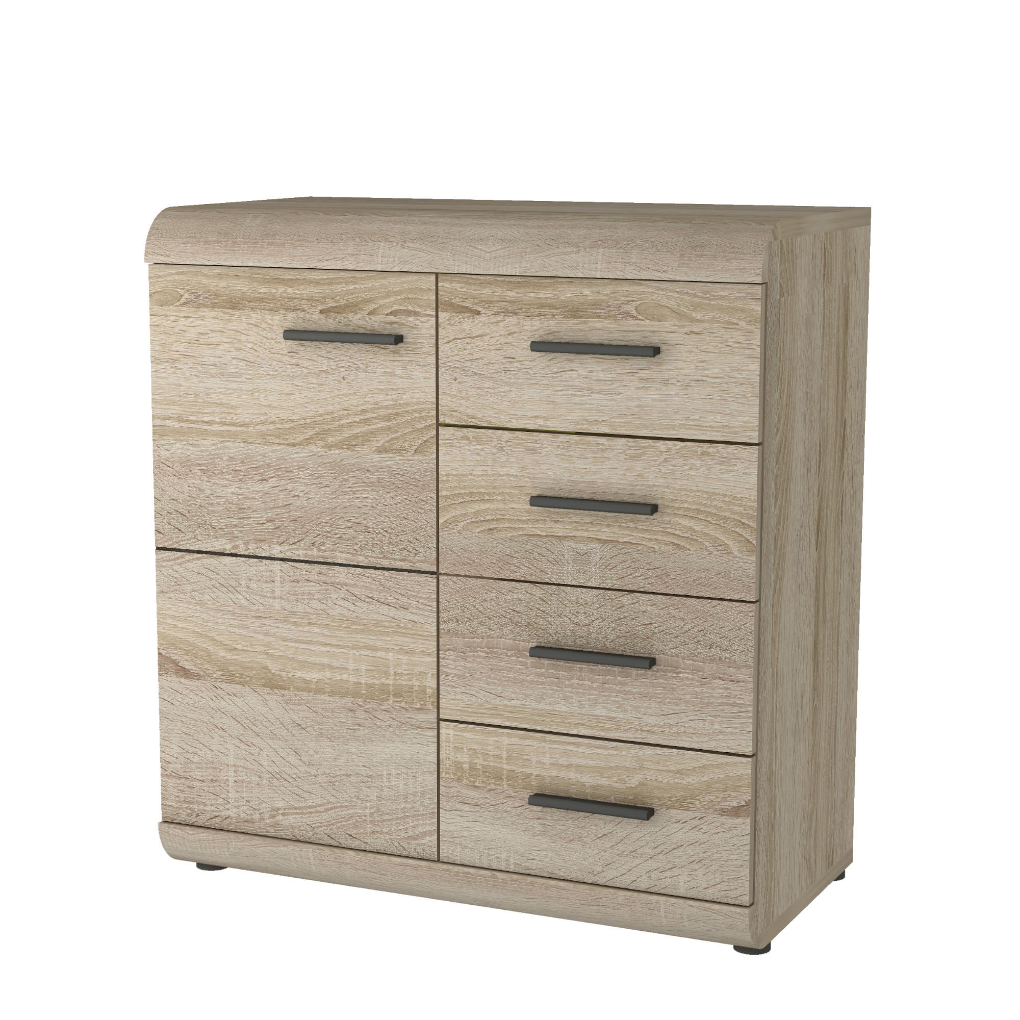 HIGHBOARD LYNGDAL KOM3 Eiche Sonoma - Sonoma Eiche, Glas/Holzwerkstoff (80/87/42cm) - Komodee