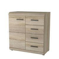 HIGHBOARD LYNGDAL KOM3 Eiche Sonoma - Sonoma Eiche, Glas/Holzwerkstoff (80/87/42cm) - Komodee