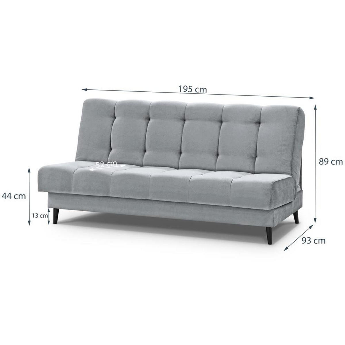 3-SITZER Schlafsofa Nancy hellgrau - Hellgrau, Holz/Textil (220/89/93cm) - Beautysofa