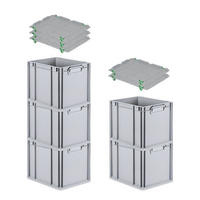 EUROBOX 5x Nextgen Economy Mit Auflagedeckel Grau/Grün Griffe Geschlossen 30 Liter - Grün, Kunststoff (30/32/40cm) - PROREGAL