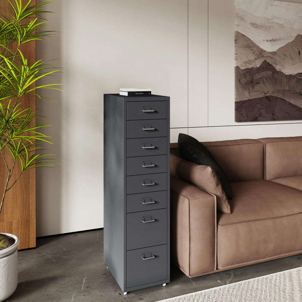 ROLLCONTAINER Kökar - Dunkelgrau, Metall (28/109/41cm) - [en.casa]