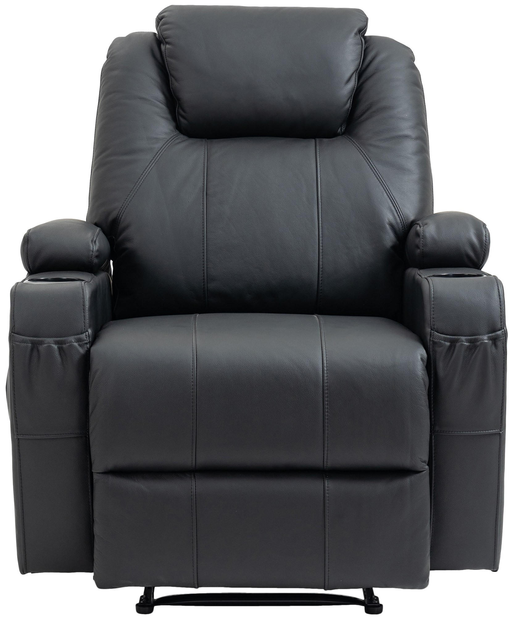 SESSEL Echtleder schwarz - Schwarz, Leder/Metall (83/105/94cm) - CLP
