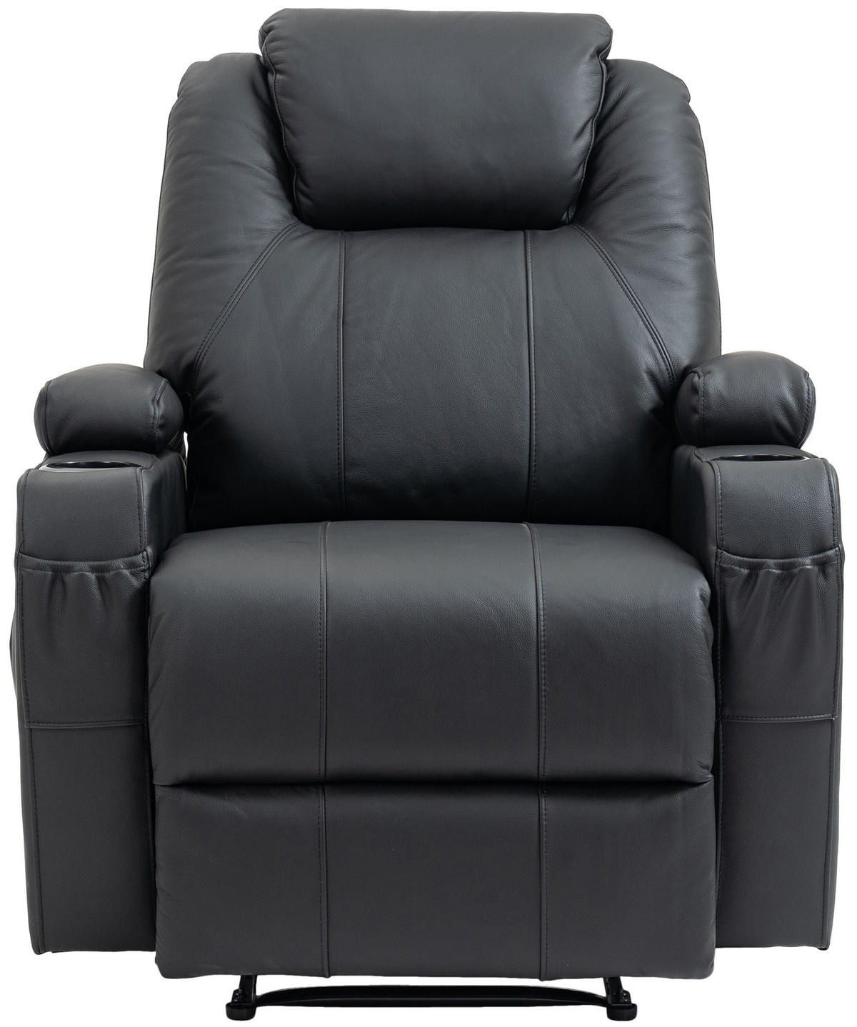 SESSEL Echtleder schwarz - Schwarz, Leder/Metall (83/105/94cm) - CLP