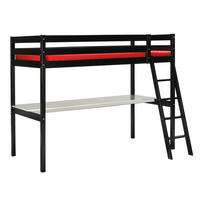 HOCHBETT ASPEN mit Schreibtisch / Hochbett 90x190 - Schwarz - Schwarz, Holz (90/190cm) - Weber Industries