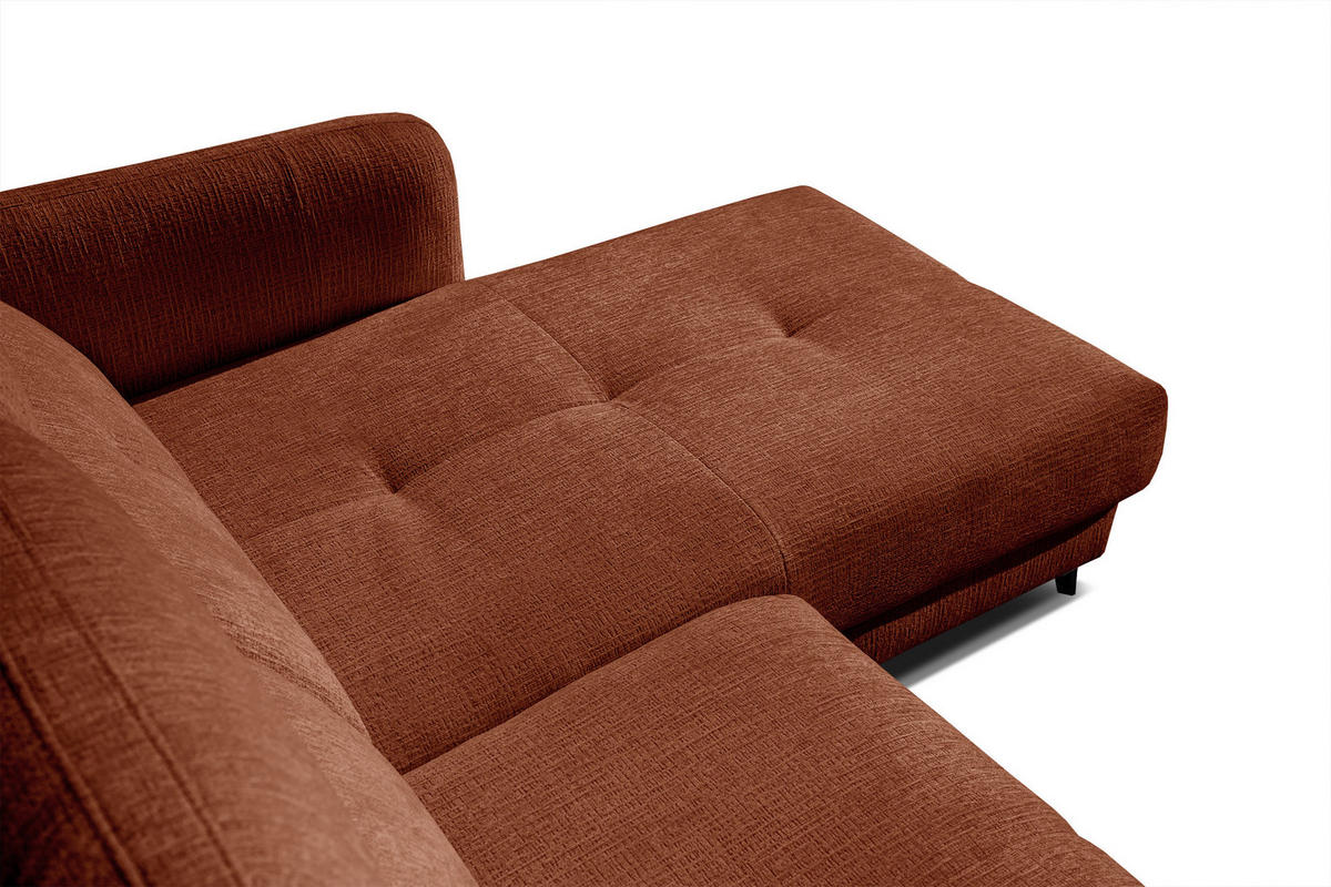 ECKSOFA SVEN 3-Sitzer, 1 Relax XL, verstellbare Kopfstützen, rot - Rot/Schwarz, Holzwerkstoff/Textil (256/163cm) - Courtois Laville