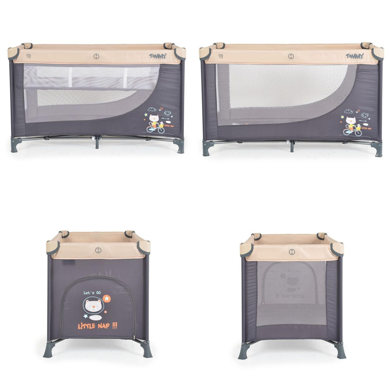 REISEBETT Tommy, 2 Ebenen beige Faltmatratze Seiteneingang Tragetasche Laufstall - Beige, Kunststoff (60/120cm) - Moni