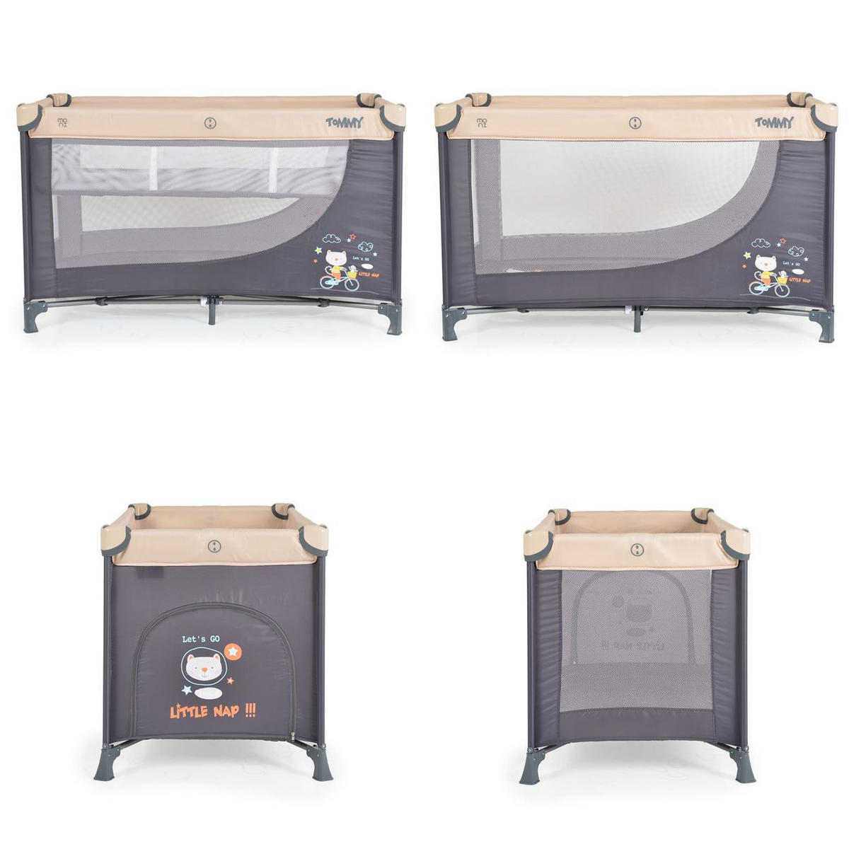 REISEBETT Tommy, 2 Ebenen beige Faltmatratze Seiteneingang Tragetasche Laufstall - Beige, Kunststoff (60/120cm) - Moni