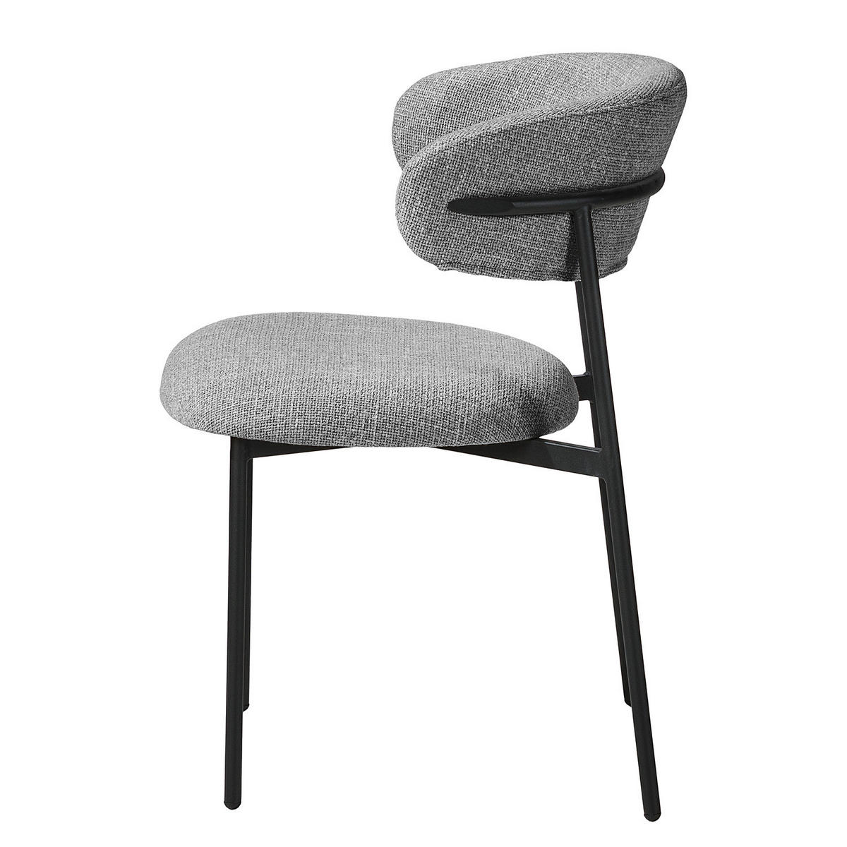 POLSTERSTUHL - 2er-Set - Strukturstoff / Edelstahl - Schwarz/Grau, Textil/Metall (55/79/58cm) - home24